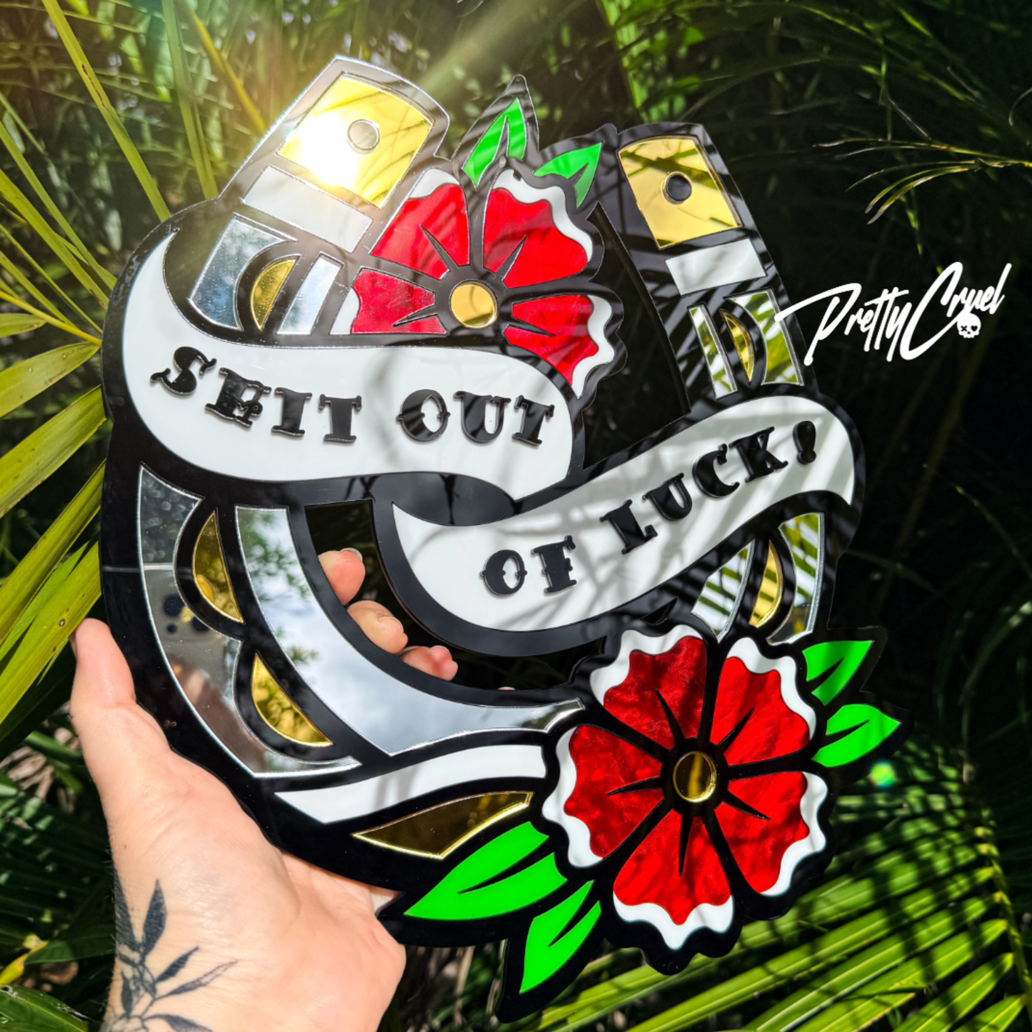 'Shit out of Luck' Lucky Horseshoe Acrylic Wall Art