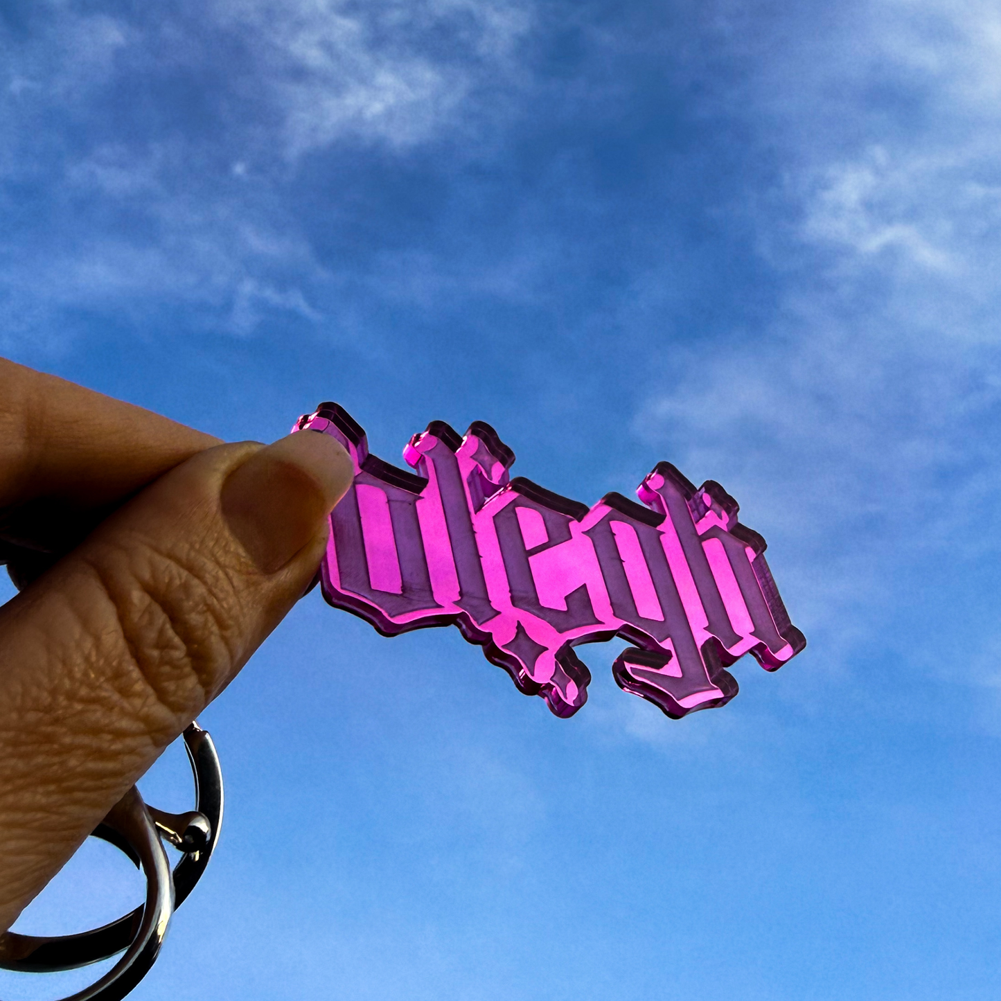 Blegh Pink Mirror Acrylic Keyring